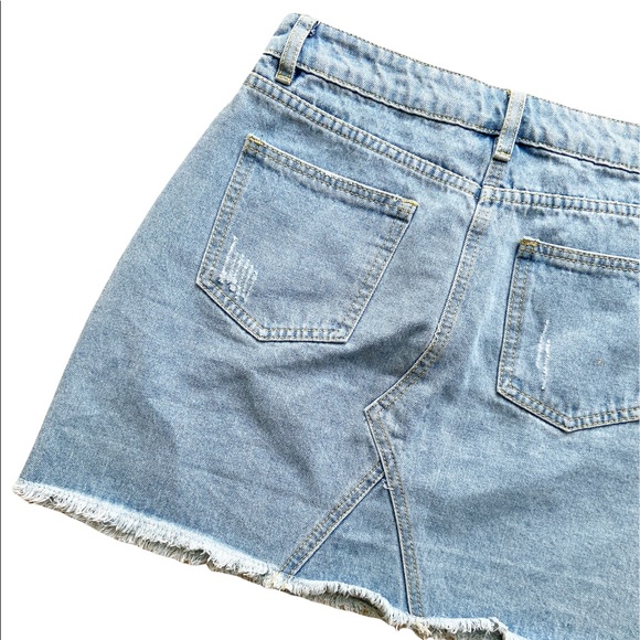 Nasty Gal ‘My Kind of Trouble is You Denim Skirt’ Mini Distressed NWT Size 6 - Picture 6 of 11